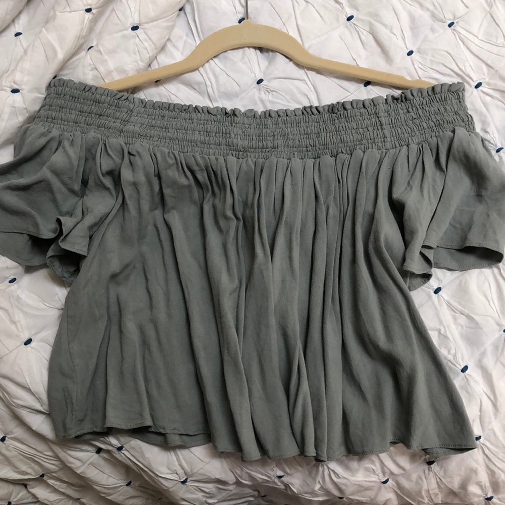 off the shoulder shirt from Mustard Seed